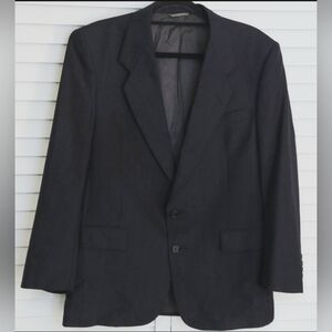 Christian Dior Jacket, Size 40S, Dark Blue,‎ Pinstripes, 2 Button Front, Classic